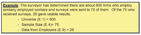 Example showing survey results and sample size data